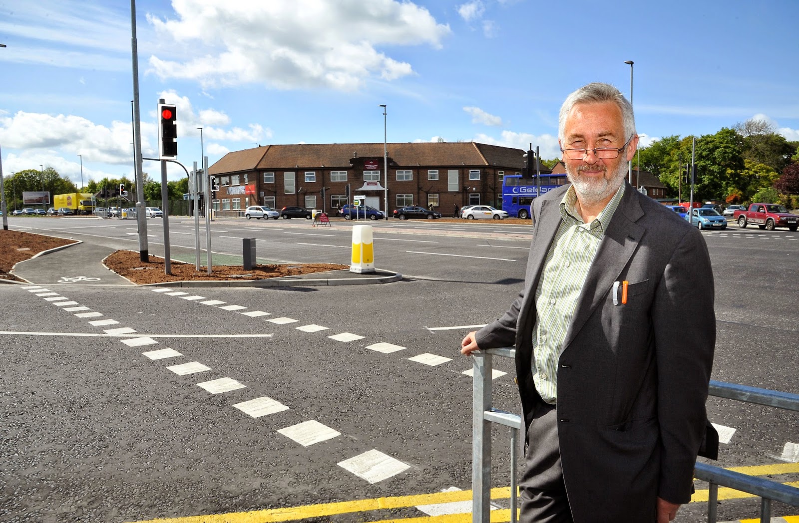 Pudsey Cllr Richard Lewis at the Thornbury Barracks junction improvements